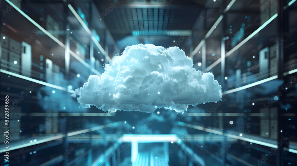 Poster cloud computing for e-commerce, the use of cloud computing in e-commerce with an image showing onlin