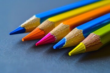 Fototapeta premium A close up of several colored pencils.