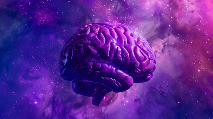 A purple brain in space.