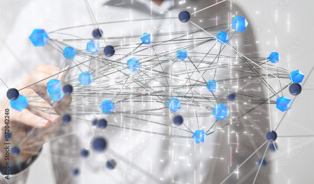 Poster conference digital network and data concept 3d
