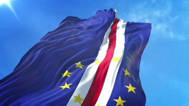 Cape Verde Flag Low Angle View
