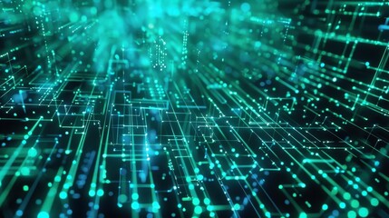 Highly Detailed Digitally Generated Background Animation Illustrating Network Security and Internet of Things Concepts in a Seamless Loop