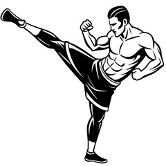 Black vector illustration of a karate athlete, perfect for a sports logo or competition