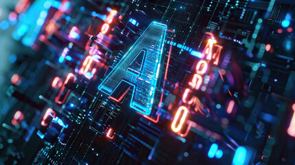 AI text digital background, processor and digital board