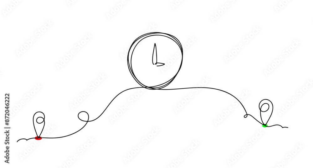 Poster continuous line of map pin isolated on transparent background. vector illustration
