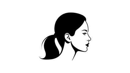 simple silhouette of a girl head from side, shape of a woman head from side