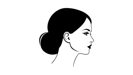 shape of a woman profile in vector, simple illustration of a woman head and face from side in vector 