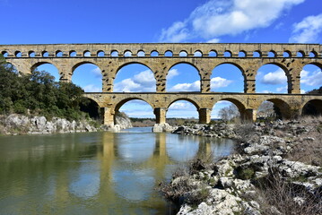 Fototapeta premium ancient Roman aqueduct bridge The Pont du Gard in southern France