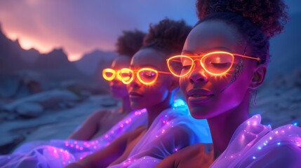 Render a scene of LGBTQ couples in their 30s from diverse backgrounds enjoying a colorful movie night at home, cuddling