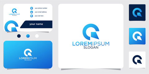 collection of abstract letter Q initials with gradient colors, logo design business card template