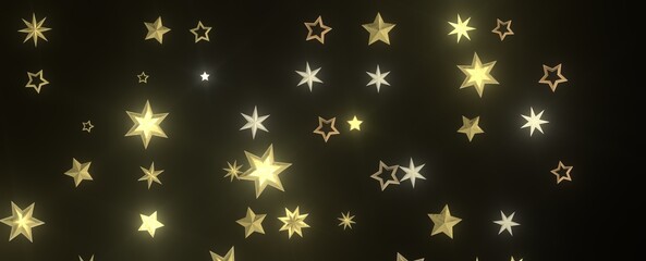 Shimmering Starry Christmas: Spectacular 3D Illustration Showcasing Falling Holiday Stars