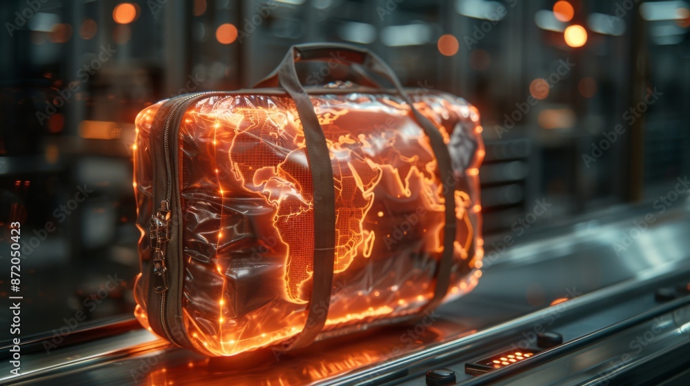 Poster showcase the use of bag scanning technology in customs and border control, illustrating how it facil