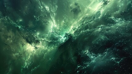Obraz premium Space-themed background featuring a green nebula cloud, perfect for astronomical and fantasy designs