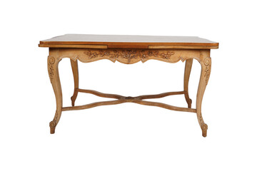 Old wood oake table isolated on white background 