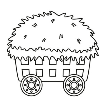 recommend clip art: outline wooden cart with hay