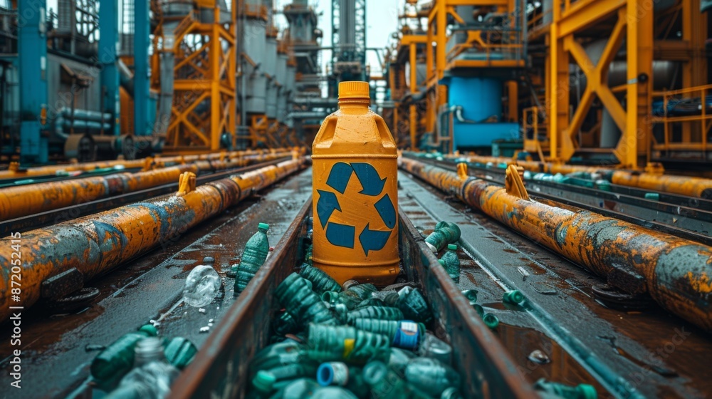 Poster visualize the lifecycle of recycled materials, from collection and sorting