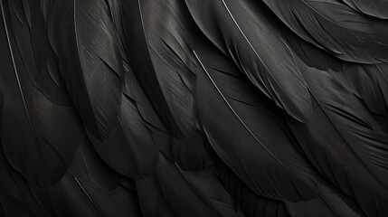 Obraz premium Stylish abstract background with a dark palette of black feathers, adding depth and elegance to visual presentations