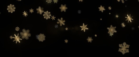 Snowflake Dance: Radiant 3D Illustration Showcasing Falling Christmas Snowflakes in Harmony