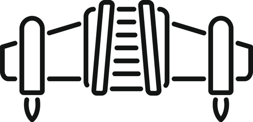 Line art icon of a jet engine, showcasing the internal turbine blades responsible for generating thrust and propelling aircraft through the air