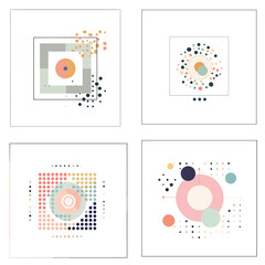 Abstract figures in the form of circles. inside the figures are stripes and dots,
