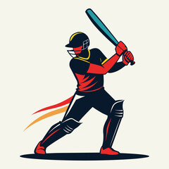 Cricket Batter batting style vector