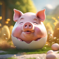 tiny pig in the egg