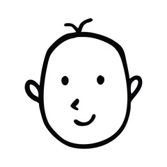 Obraz premium Doodle children head cartoon illustration isolated in white background. Icon portraits of boy or girl.