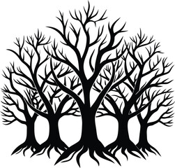 unique treeline silhouette illustration white background