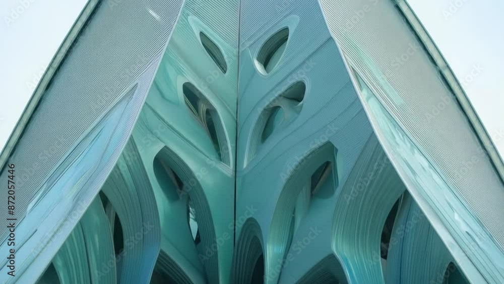 Poster modern building facade with geometric windows generative ai