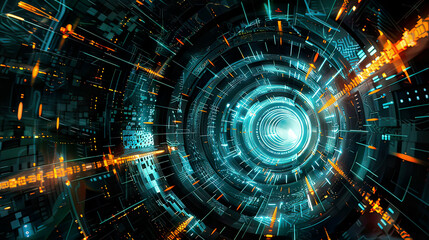 Fototapeta premium Abstract digital art technology background futuristic tech design innovation cyber space creative technology data visualization intricate and glowing patterns 