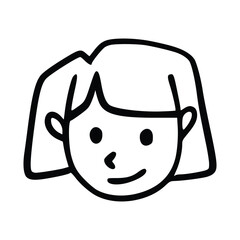 Doodle children head cartoon illustration isolated in white background. Icon portraits of boy or girl.