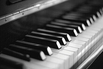 Close up Classic grand piano keyboard black and white keys piano