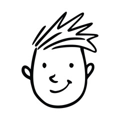 Doodle children head cartoon illustration isolated in white background. Icon portraits of boy or girl.