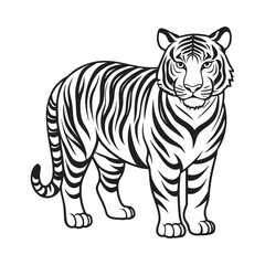 Naklejka premium A black and white tiger face