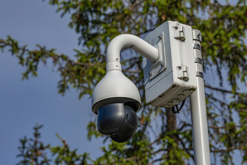 City monitoring system, surveillance cameras in the city