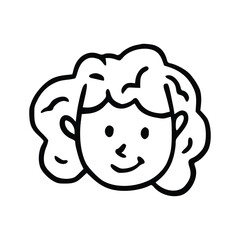 Doodle children head cartoon illustration isolated in white background. Icon portraits of boy or girl.