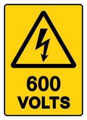 600 Volts Tag Symbol Sign,Vector Illustration, Isolate On White Background Label. EPS10