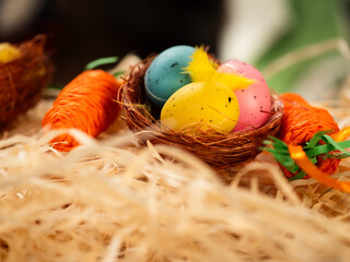 Colorful Easter decorations display