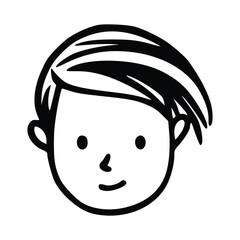 Doodle children head cartoon illustration isolated in white background. Icon portraits of boy or girl.