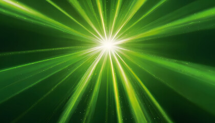 Abstract beautiful rays of light on dark green background. Generative AI