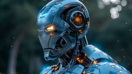 Futuristic Robot in Digital Environment