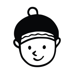 Doodle children head cartoon illustration isolated in white background. Icon portraits of boy or girl.