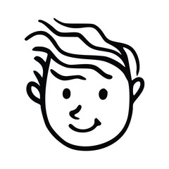 Doodle children head cartoon illustration isolated in white background. Icon portraits of boy or girl.