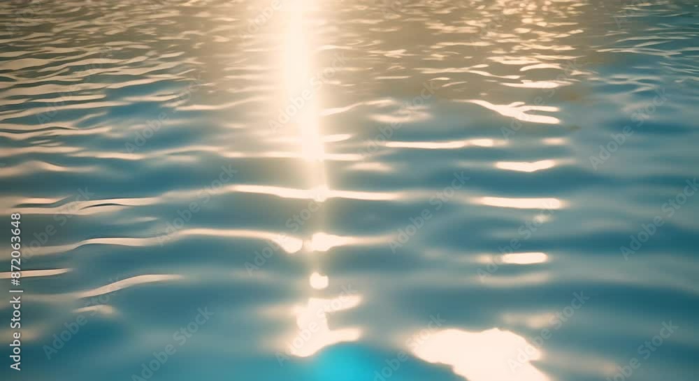 Poster a close up image of the surface of a pool with sunlight reflecting off the water creating a shimmeri