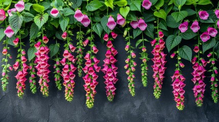Vibrant Pink Flowers on a Wall