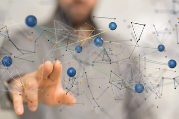 conference Digital Network and data concept 3d - neural network exposure digital