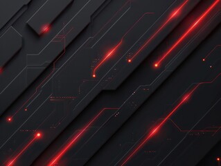 Dark grey black abstract background with red glowing lines design for social media post, business, advertising event. Modern technology innovation