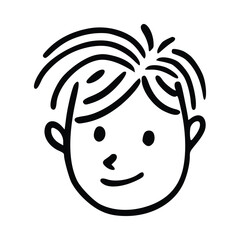 Doodle children head cartoon illustration isolated in white background. Icon portraits of boy or girl.
