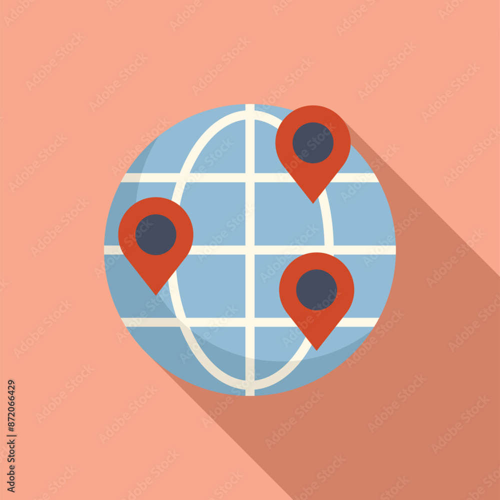 Poster globe is showing multiple location pins, indicating global business expansion and growth