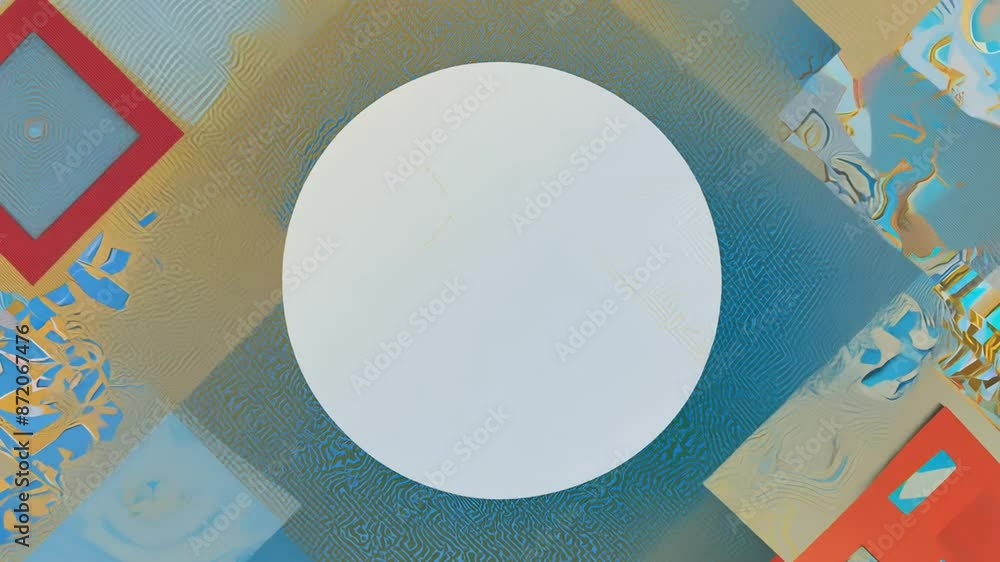 Poster abstract geometric shapes with white circle generative ai